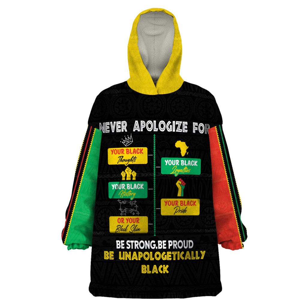 Never Apologize For Your Pride Wearable Blanket Hoodie African Black History