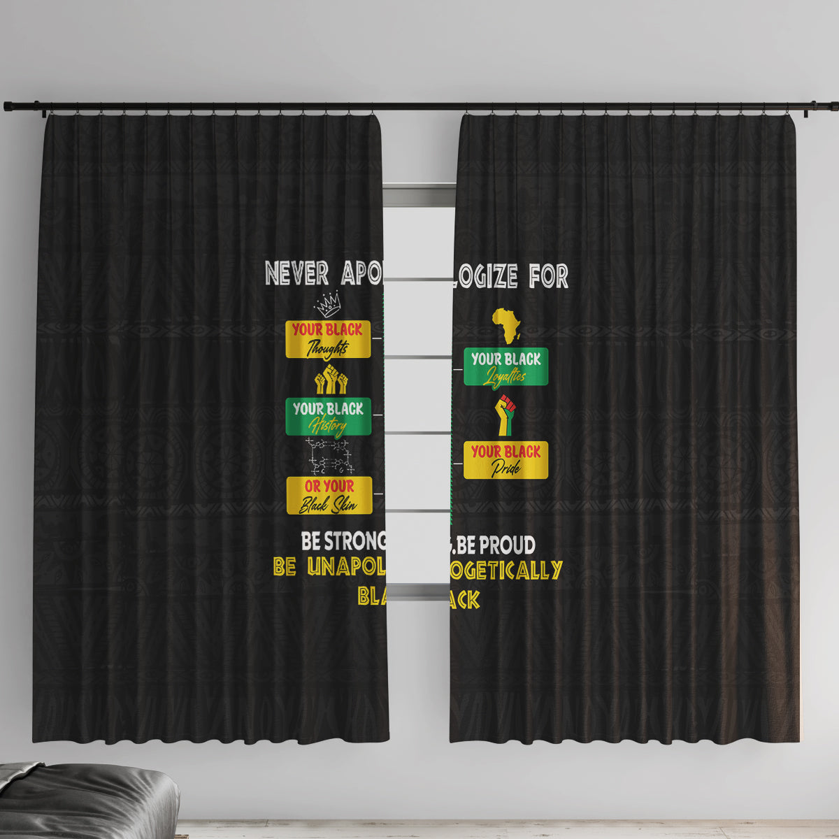 Never Apologize For Your Pride Window Curtain African Black History - Wonder Print Shop