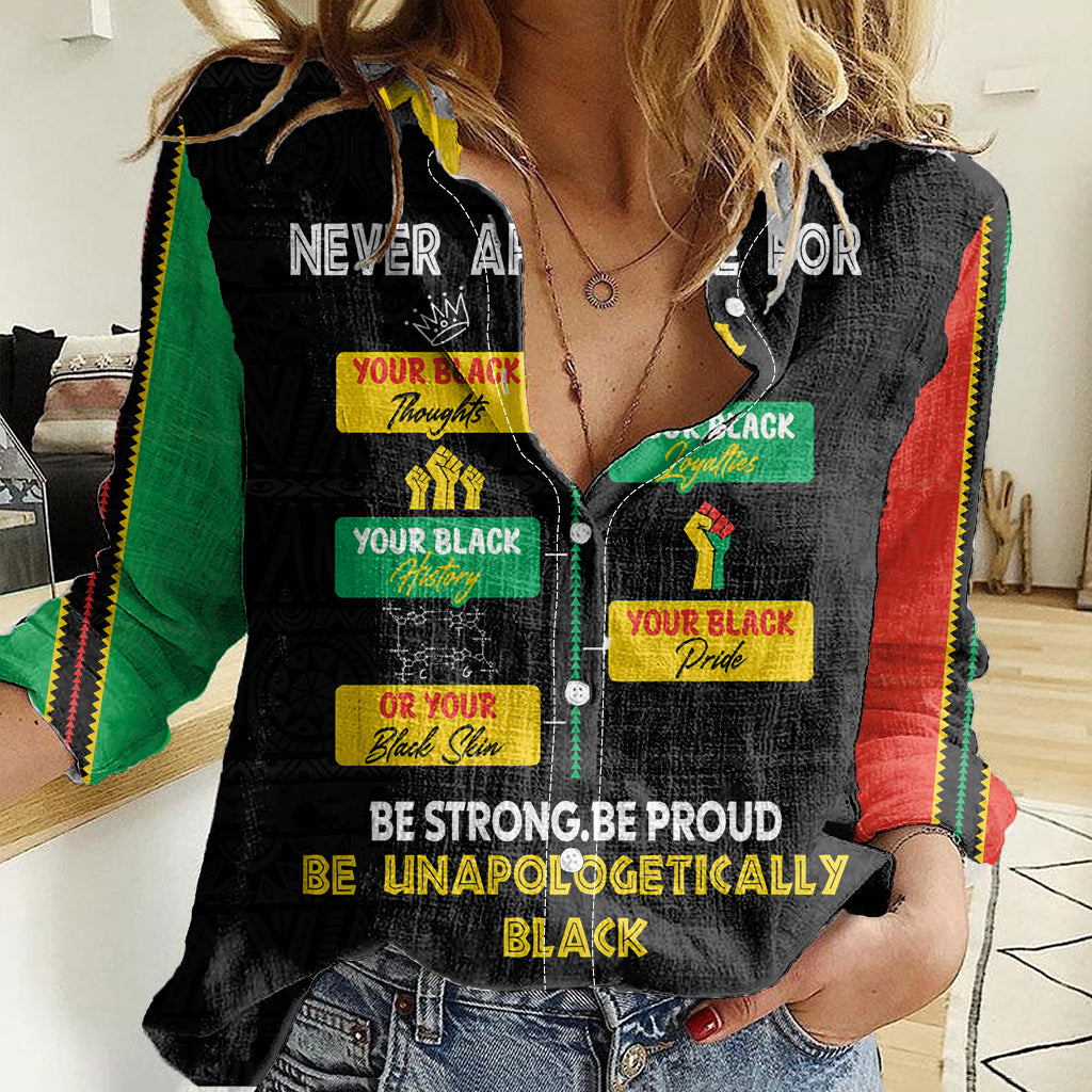 Never Apologize For Your Pride Women Casual Shirt African Black History