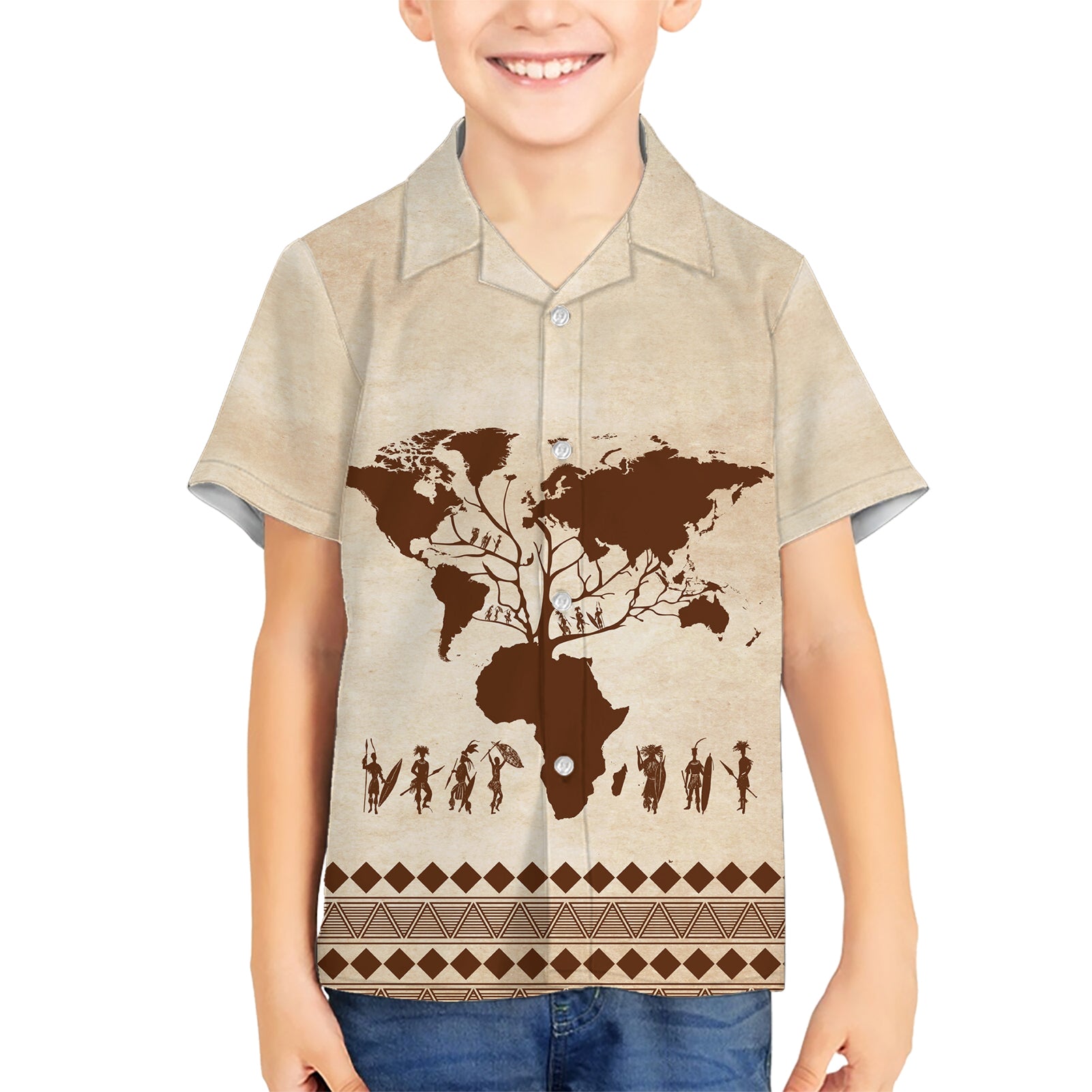 Root Africa Kid Hawaiian Shirt African Map - Wonder Print Shop