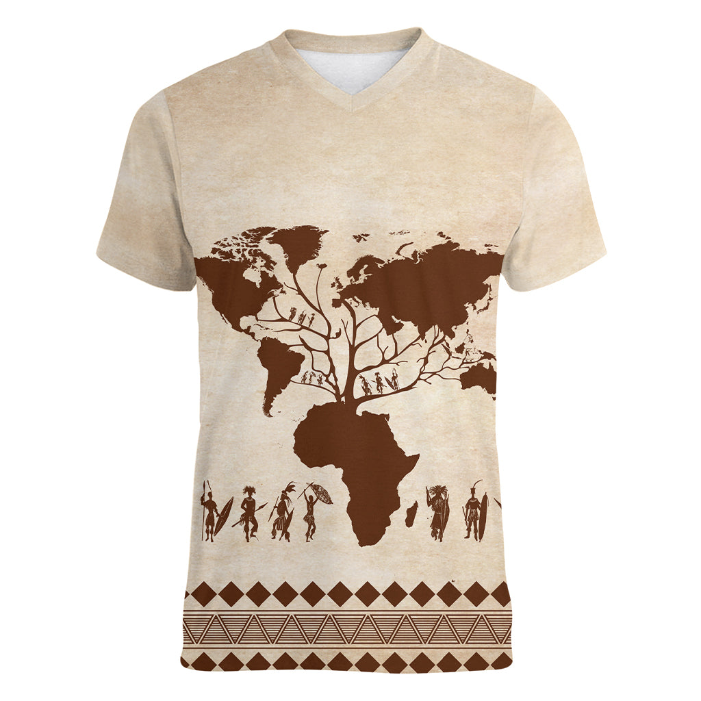 Root Africa Women V Neck T Shirt African Map