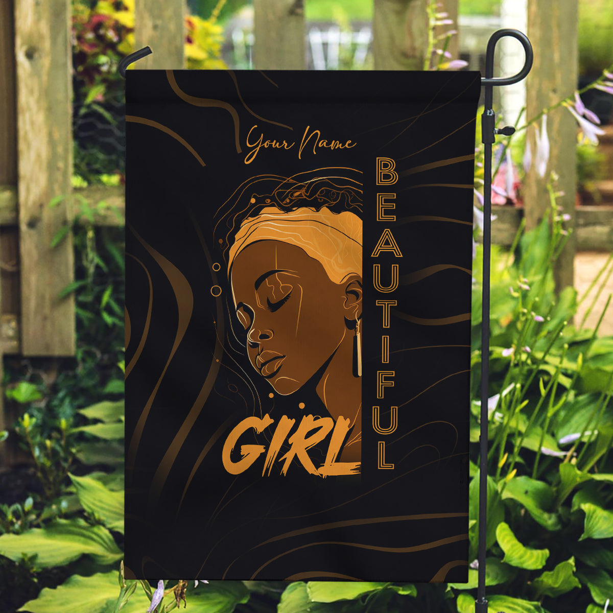 Personalized Beautiful Black Girl Garden Flag Women Africa - Wonder Print Shop