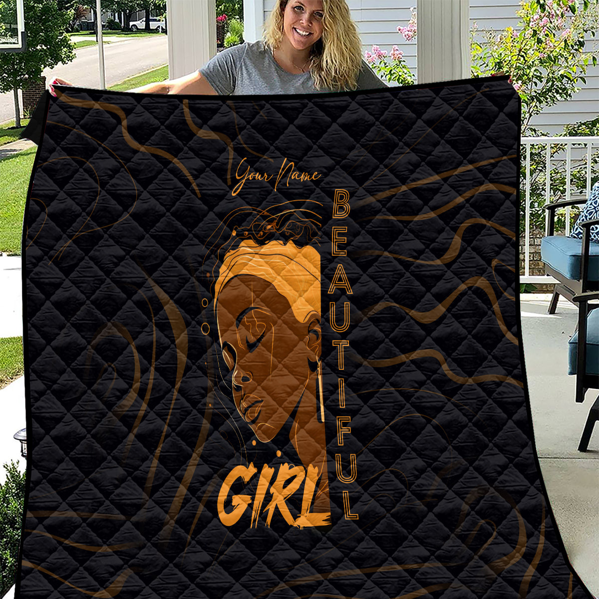 Personalized Beautiful Black Girl Quilt Women Africa