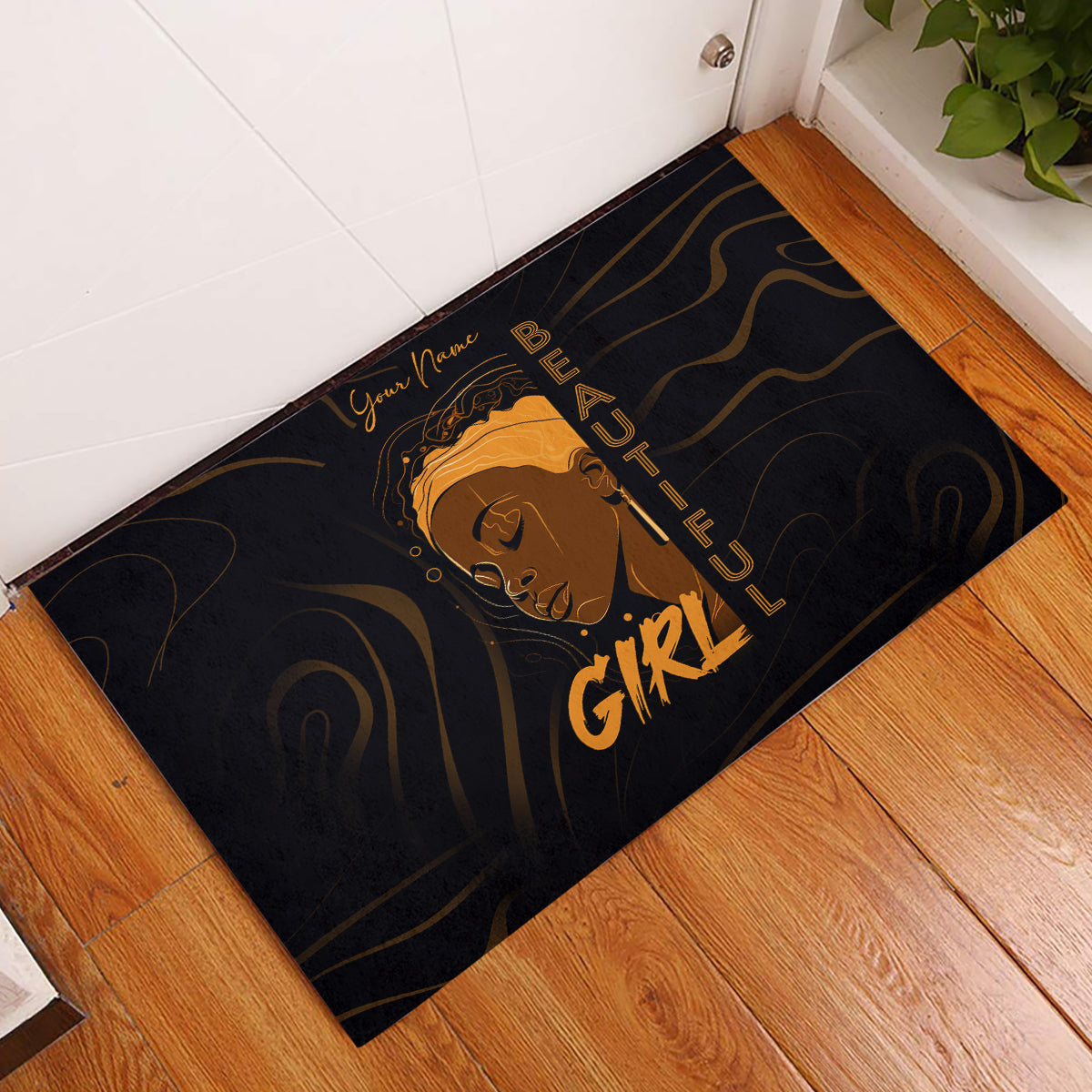 Personalized Beautiful Black Girl Rubber Doormat Women Africa