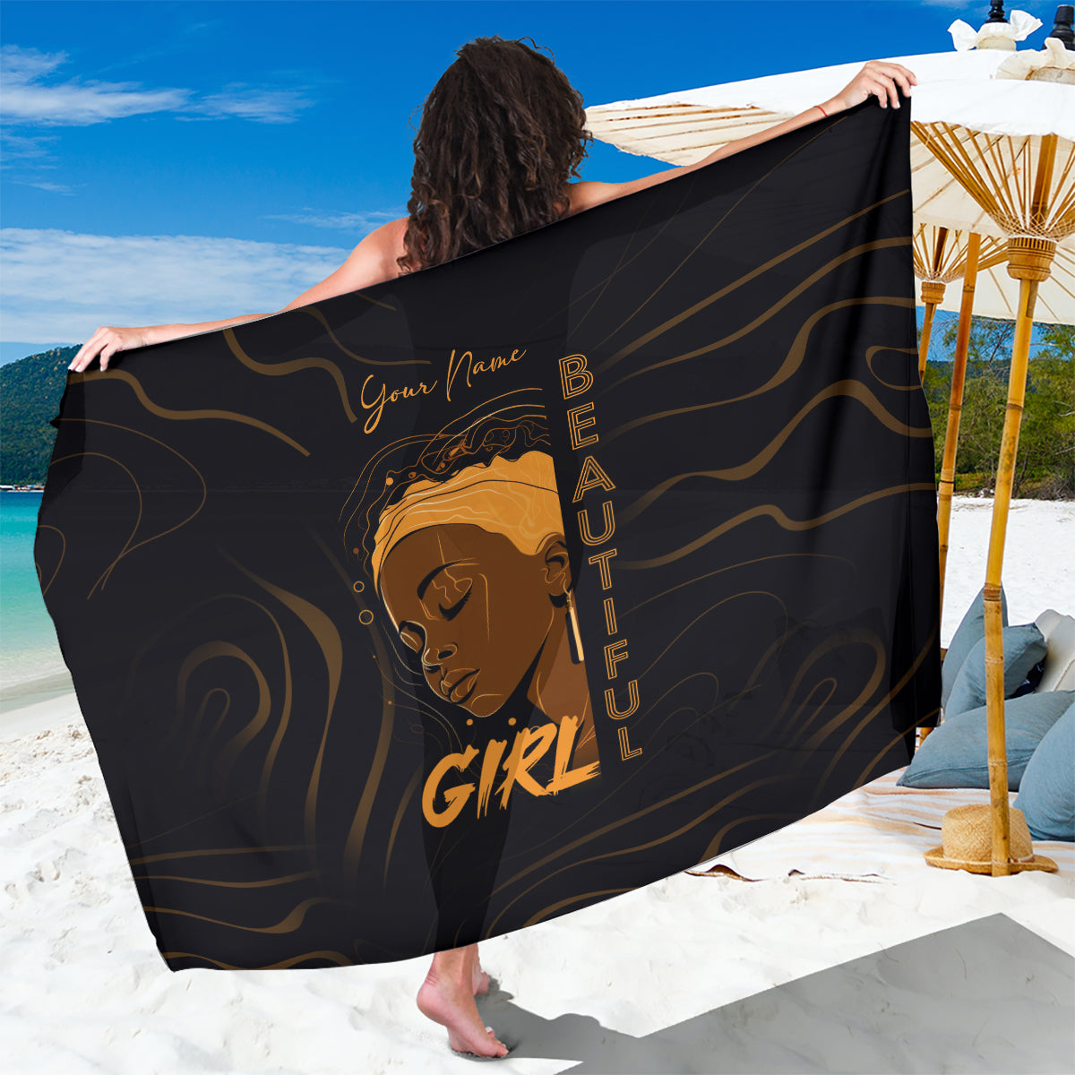 Personalized Beautiful Black Girl Sarong Women Africa