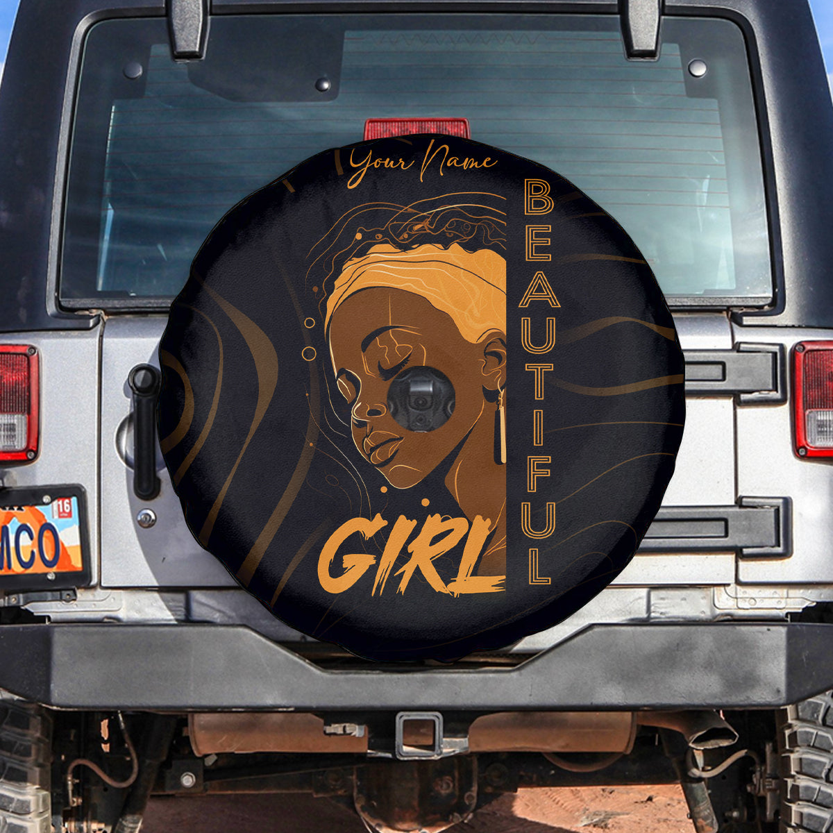 Personalized Beautiful Black Girl Spare Tire Cover Women Africa