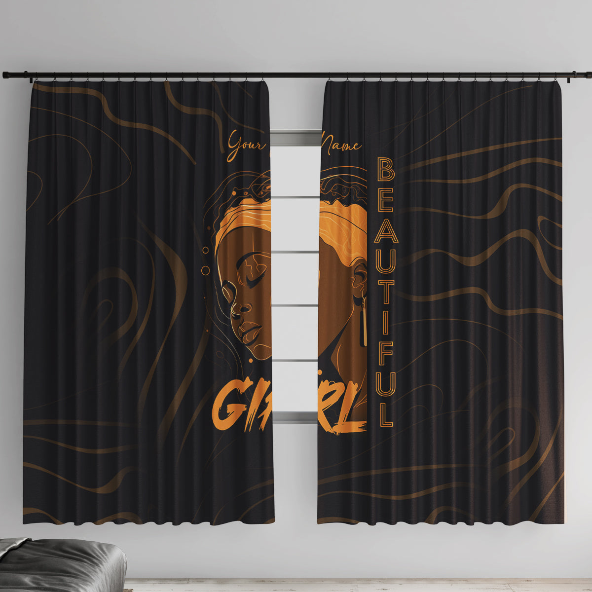 Personalized Beautiful Black Girl Window Curtain Women Africa