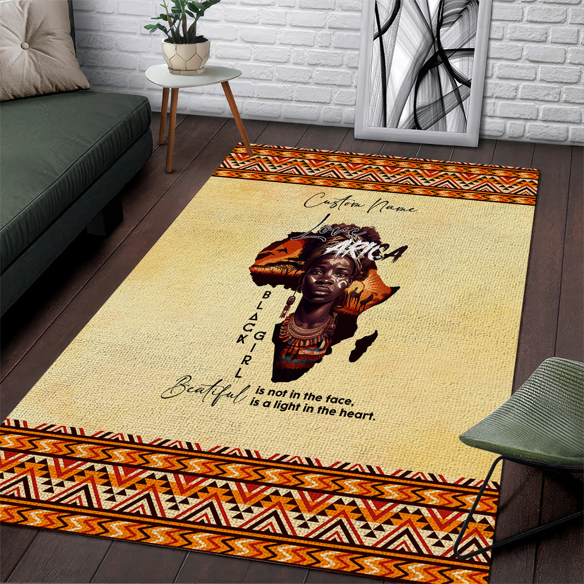 Personalized Love Africa Area Rug Black Girl Beautiful - Wonder Print Shop