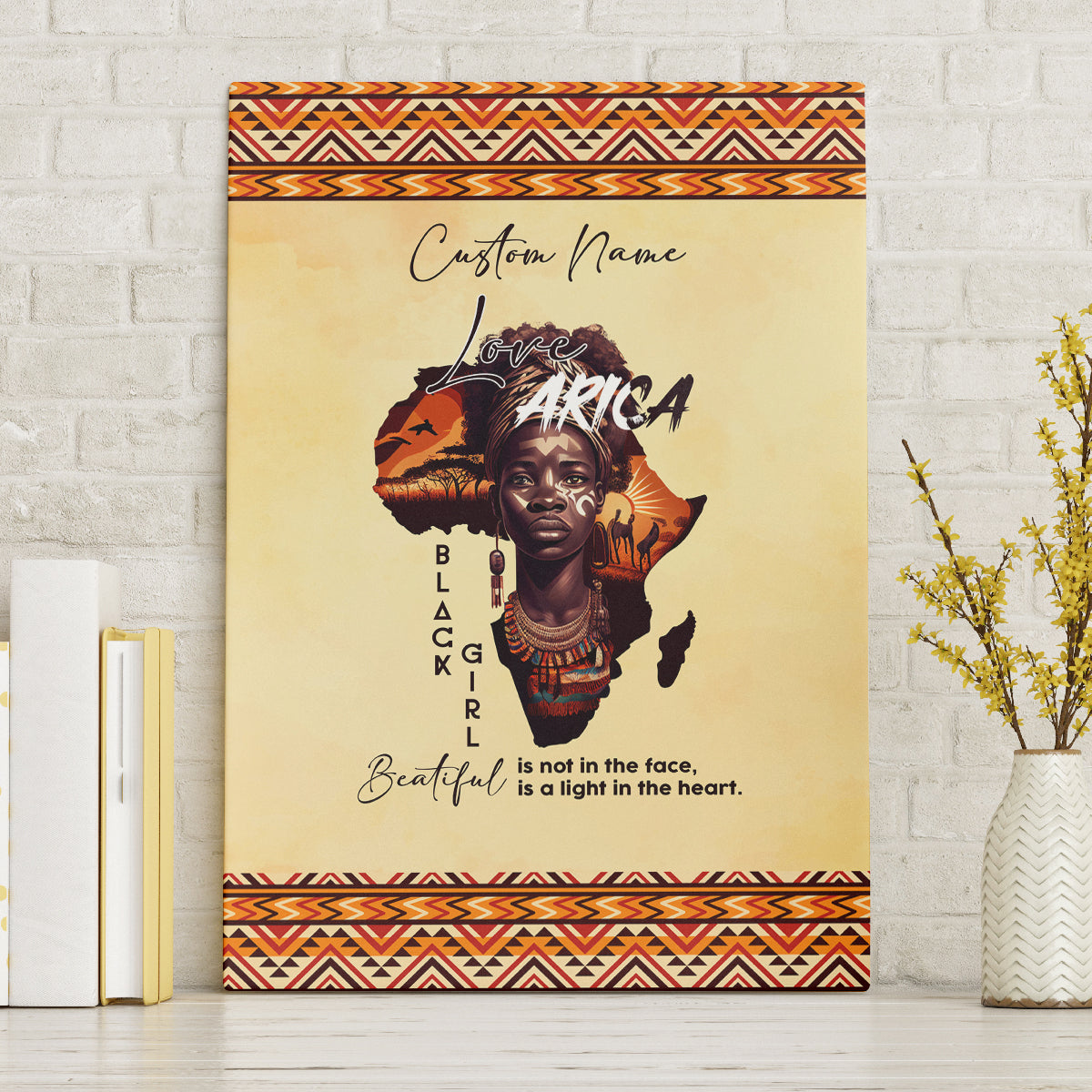 Personalized Love Africa Canvas Wall Art Black Girl Beautiful - Wonder Print Shop