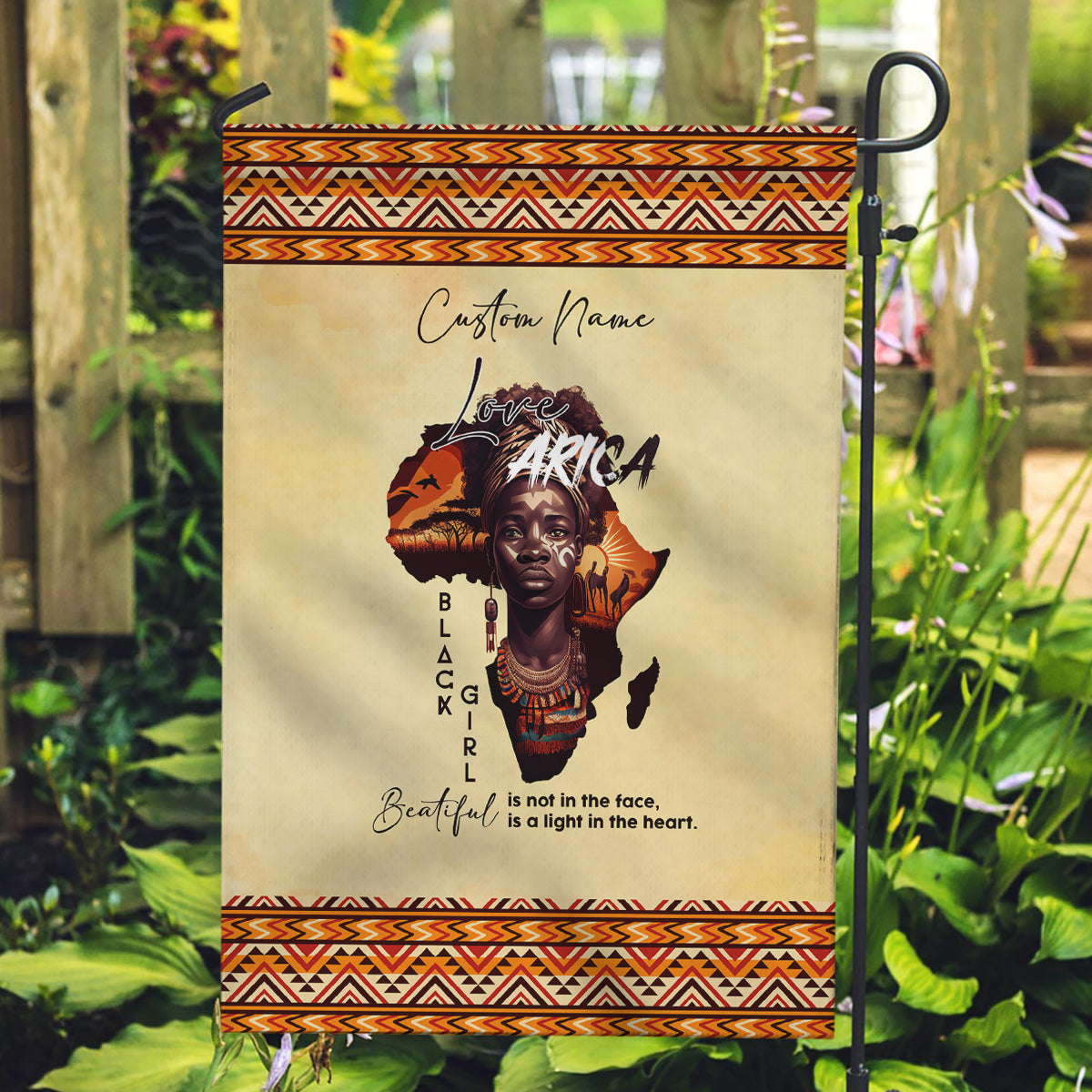 Personalized Love Africa Garden Flag Black Girl Beautiful - Wonder Print Shop