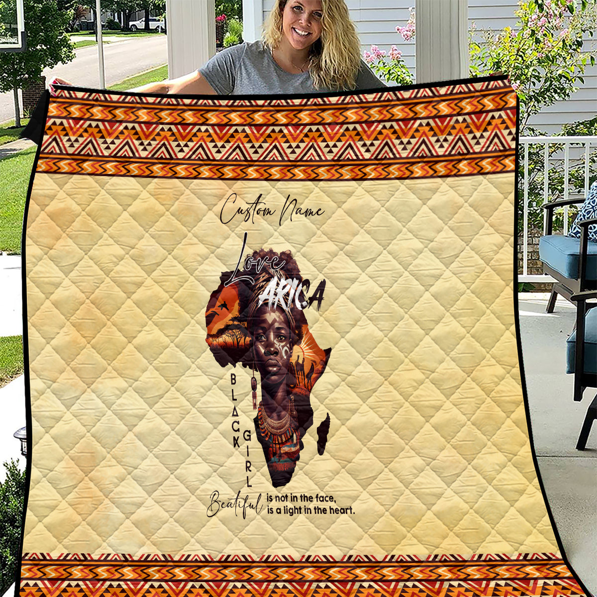 Personalized Love Africa Quilt Black Girl Beautiful