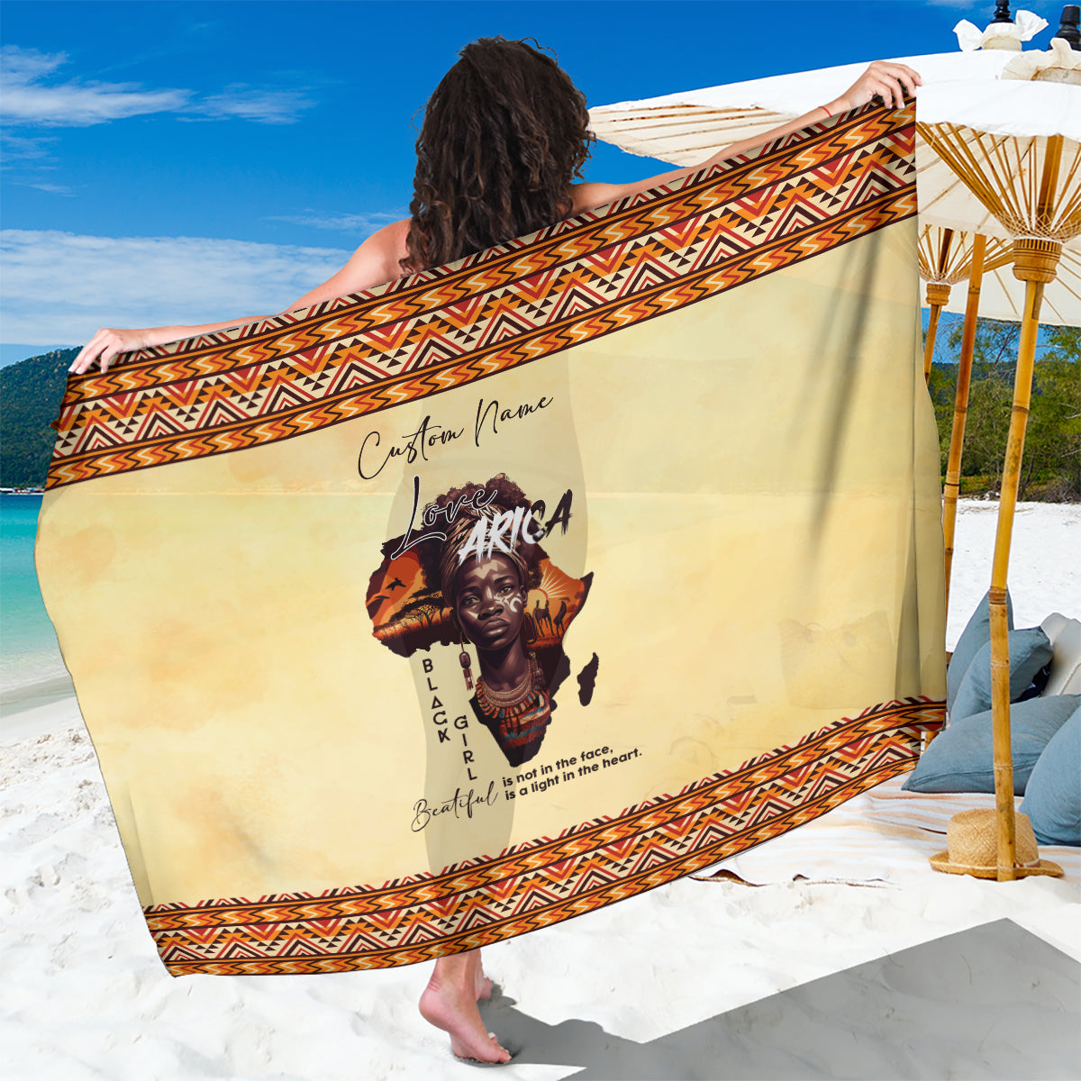 Personalized Love Africa Sarong Black Girl Beautiful