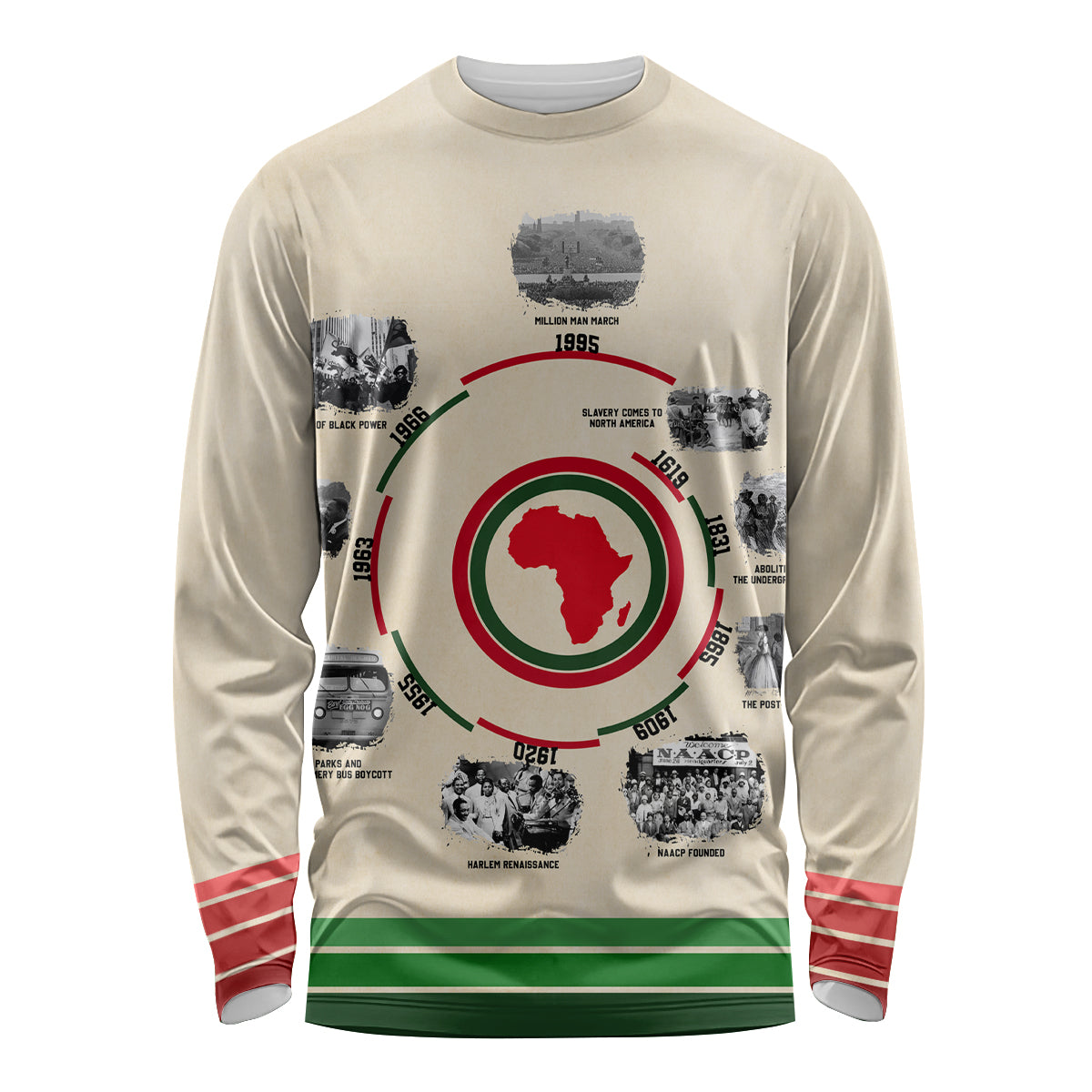 Black History Milestones Long Sleeve Shirt African Timeline - Wonder Print Shop