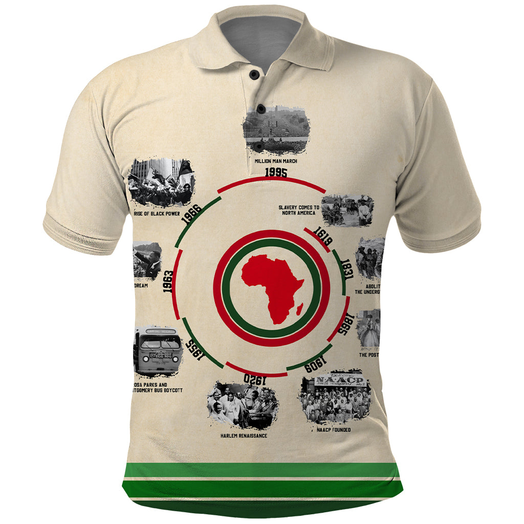 Black History Milestones Polo Shirt African Timeline - Wonder Print Shop