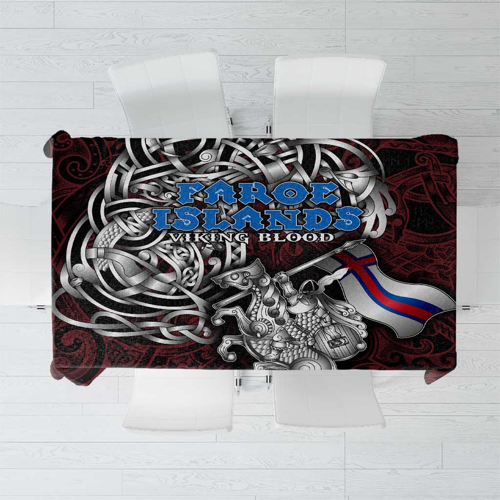 Faroe Islands Viking Blood Tablecloth Nordic Runes and Shield of Ancestry in Tribal Knotwork