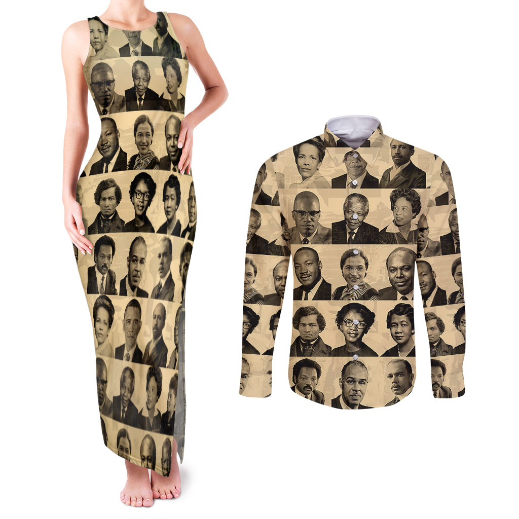 Civil Rights Leaders Couples Matching Tank Maxi Dress and Long Sleeve Button Shirts African-American - Wonder Print Shop