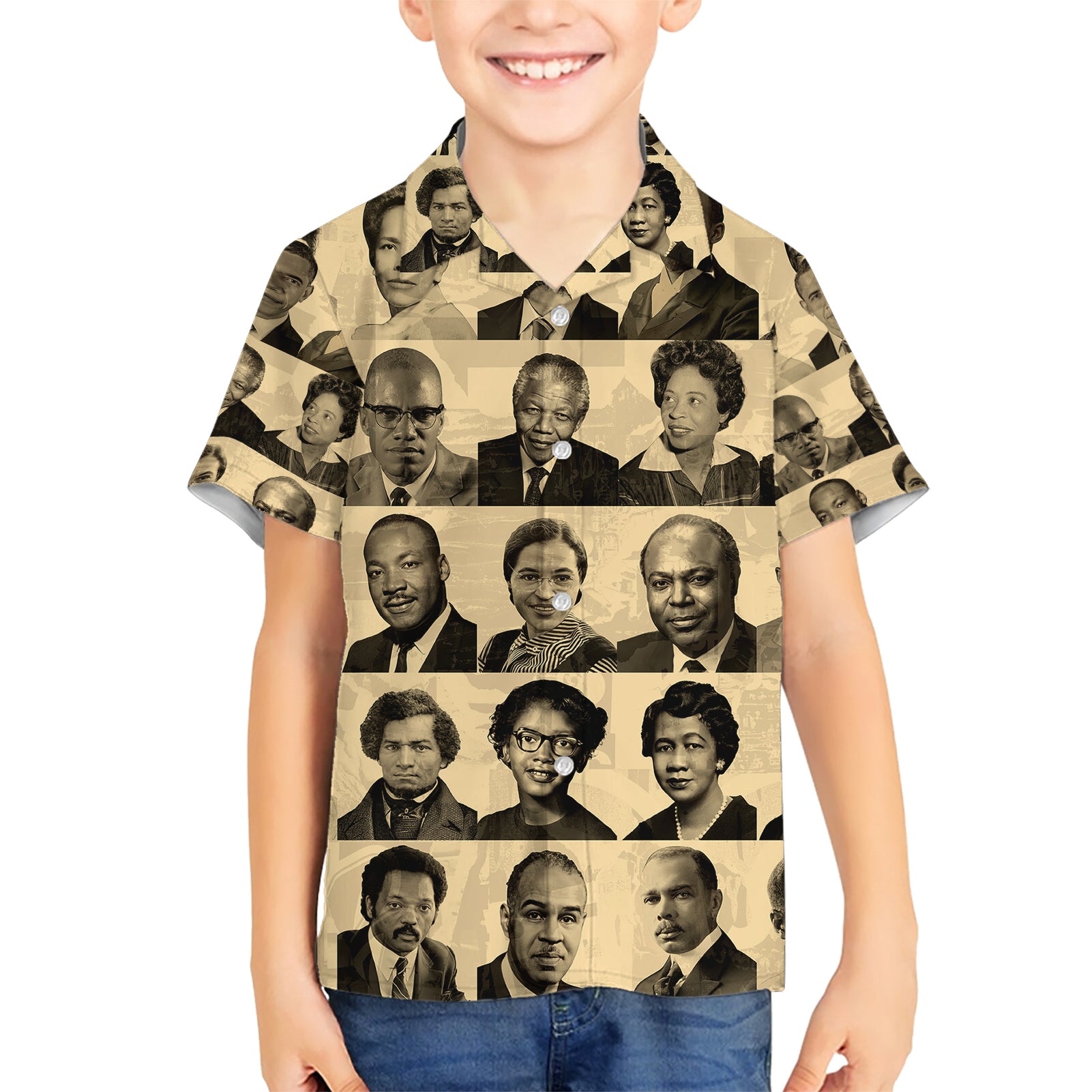 Civil Rights Leaders Kid Hawaiian Shirt African-American - Wonder Print Shop