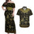 Egypt Pharaoh Couples Matching Off Shoulder Maxi Dress and Hawaiian Shirt Egyptian Hieroglyphs and Symbols - Wonder Print Shop