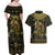 Egypt Pharaoh Couples Matching Off Shoulder Maxi Dress and Hawaiian Shirt Egyptian Hieroglyphs and Symbols - Wonder Print Shop