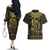 Egypt Pharaoh Couples Matching Off The Shoulder Long Sleeve Dress and Hawaiian Shirt Egyptian Hieroglyphs and Symbols - Wonder Print Shop