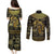 Egypt Pharaoh Couples Matching Puletasi Dress and Long Sleeve Button Shirts Egyptian Hieroglyphs and Symbols - Wonder Print Shop