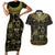 Egypt Pharaoh Couples Matching Short Sleeve Bodycon Dress and Hawaiian Shirt Egyptian Hieroglyphs and Symbols - Wonder Print Shop