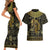 Egypt Pharaoh Couples Matching Short Sleeve Bodycon Dress and Hawaiian Shirt Egyptian Hieroglyphs and Symbols - Wonder Print Shop