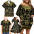 Egypt Pharaoh Family Matching Off Shoulder Short Dress and Hawaiian Shirt Egyptian Hieroglyphs and Symbols - Wonder Print Shop