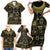 Egypt Pharaoh Family Matching Short Sleeve Bodycon Dress and Hawaiian Shirt Egyptian Hieroglyphs and Symbols - Wonder Print Shop