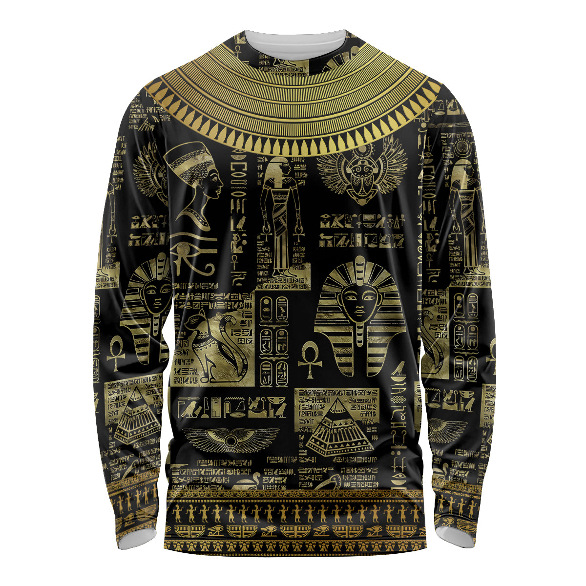 egypt-pharaoh-long-sleeve-shirt-egyptian-hieroglyphs-and-symbols