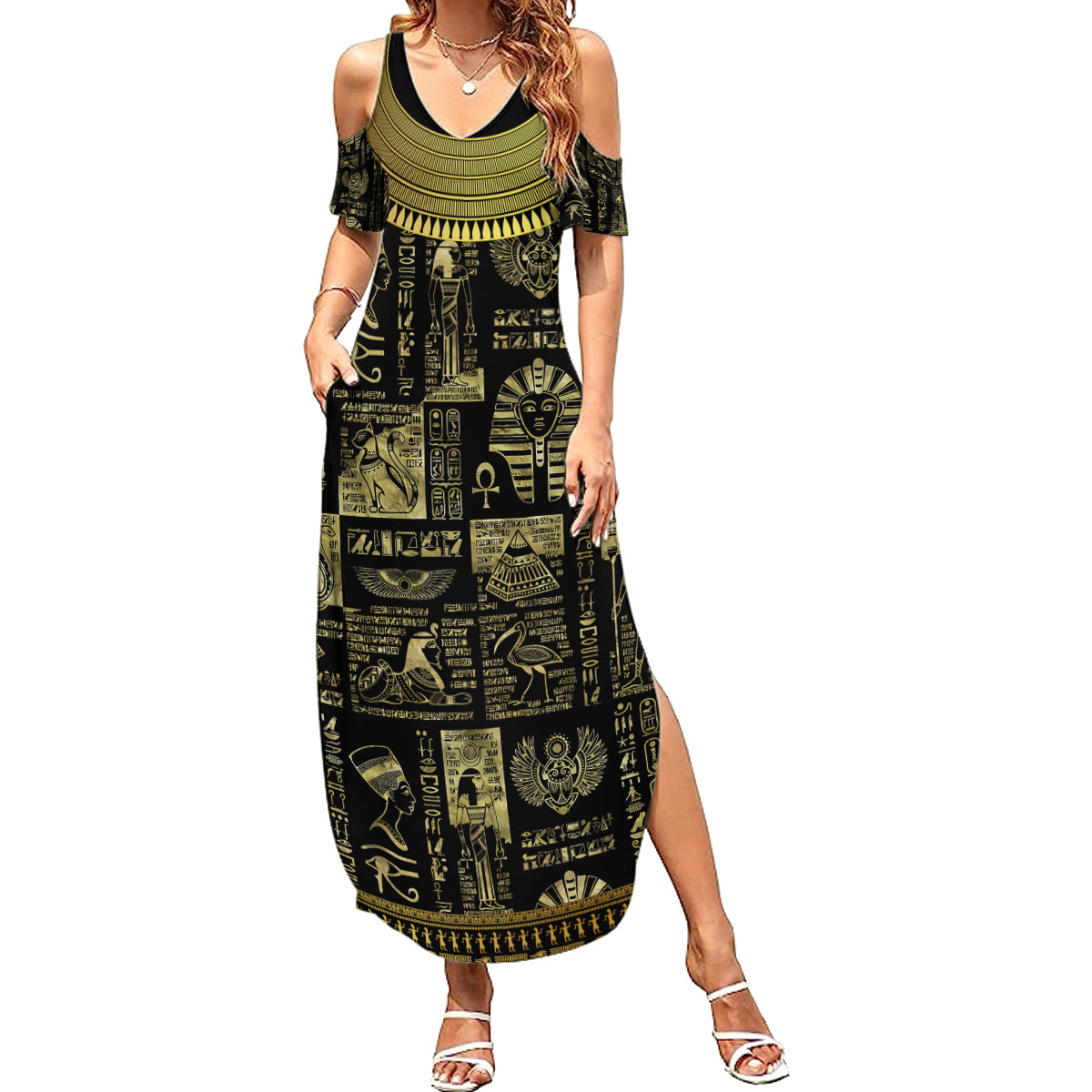 egypt-pharaoh-summer-maxi-dress-egyptian-hieroglyphs-and-symbols