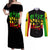 Reggae One Love Couples Matching Off Shoulder Maxi Dress and Long Sleeve Button Shirts African - Wonder Print Shop