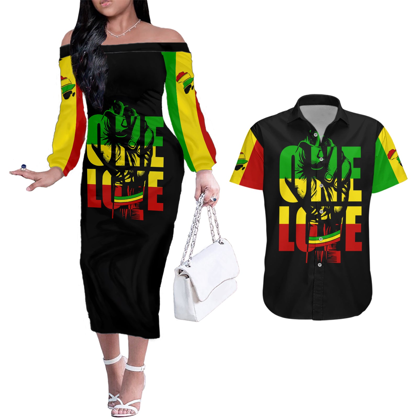 reggae-one-love-couples-matching-off-the-shoulder-long-sleeve-dress-and-hawaiian-shirt-african