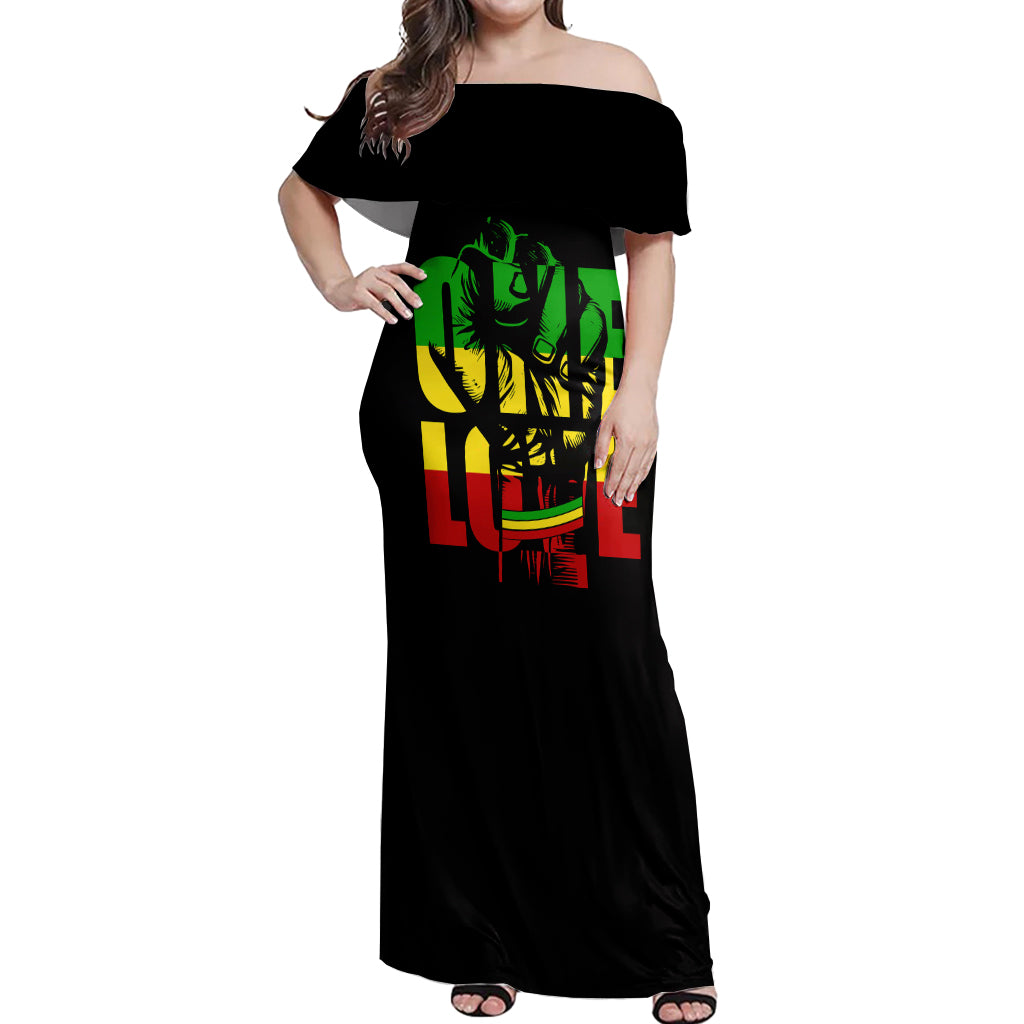 Reggae One Love Off Shoulder Maxi Dress African - Wonder Print Shop