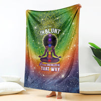 Green galaxy mandala yoga graphic blanket, full front view with centered 'I'M BLUNT'