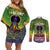 I'm Blunt African Couples Matching Off Shoulder Short Dress and Long Sleeve Button Shirt Black Women Mandala