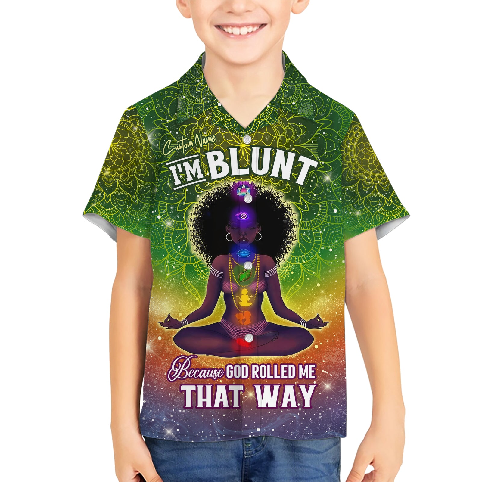 I'm Blunt African Kid Hawaiian Shirt Black Women Mandala