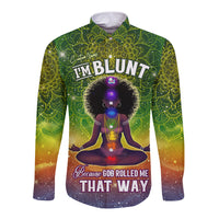 Green hooded long-sleeve shirt with bold front mandala graphic and central figure