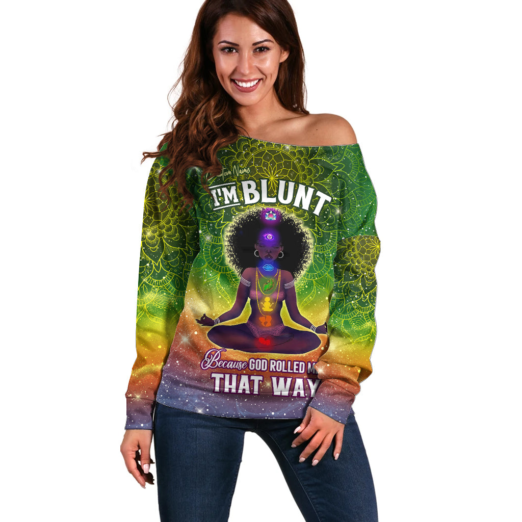 I'm Blunt African Off Shoulder Sweater Black Women Mandala - Wonder Print Shop