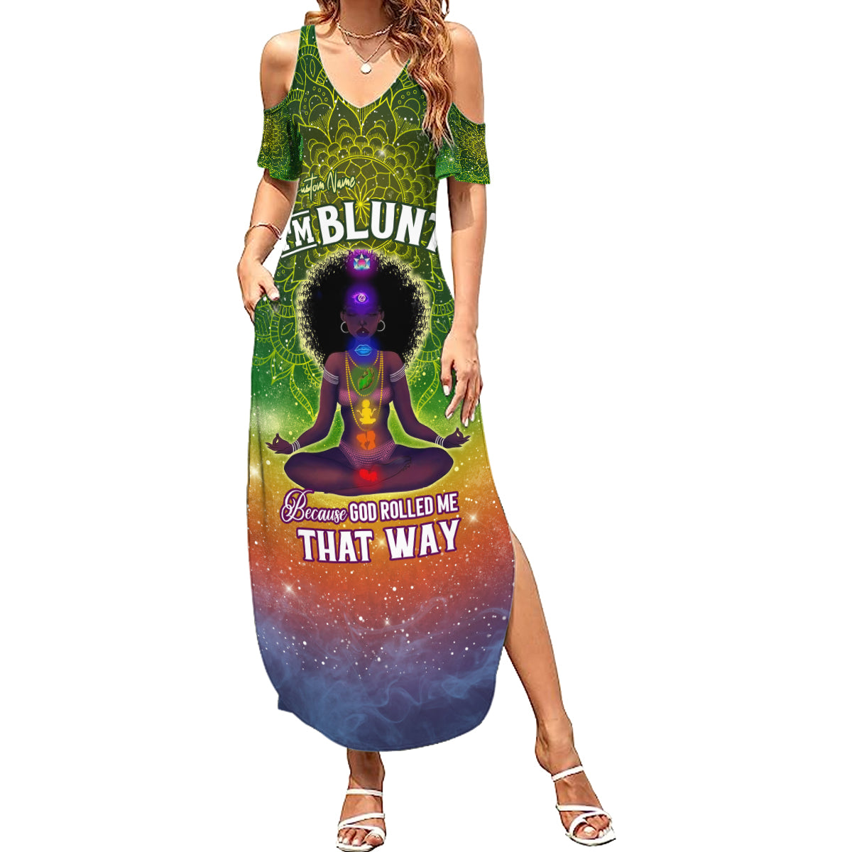 I'm Blunt African Summer Maxi Dress Black Women Mandala