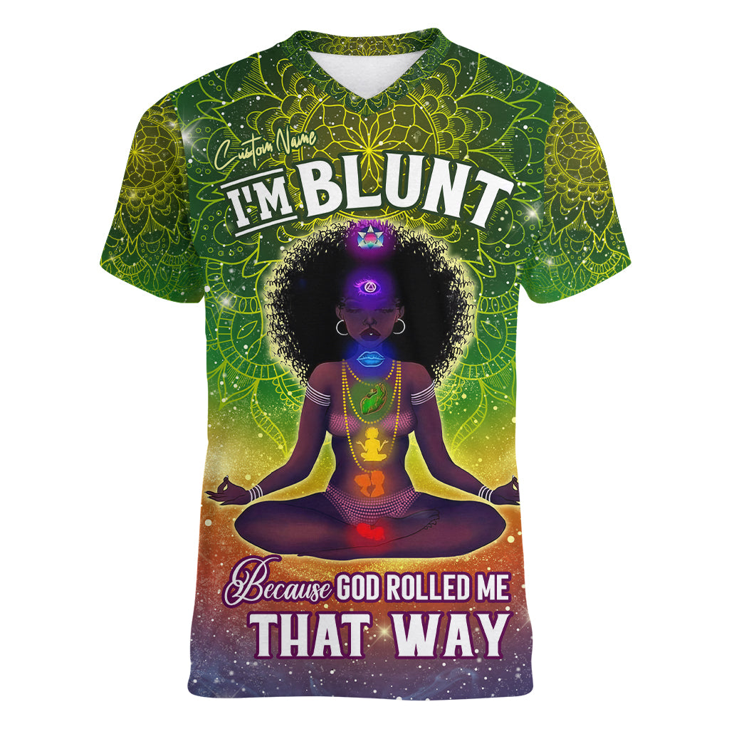 I'm Blunt African Women V Neck T Shirt Black Women Mandala