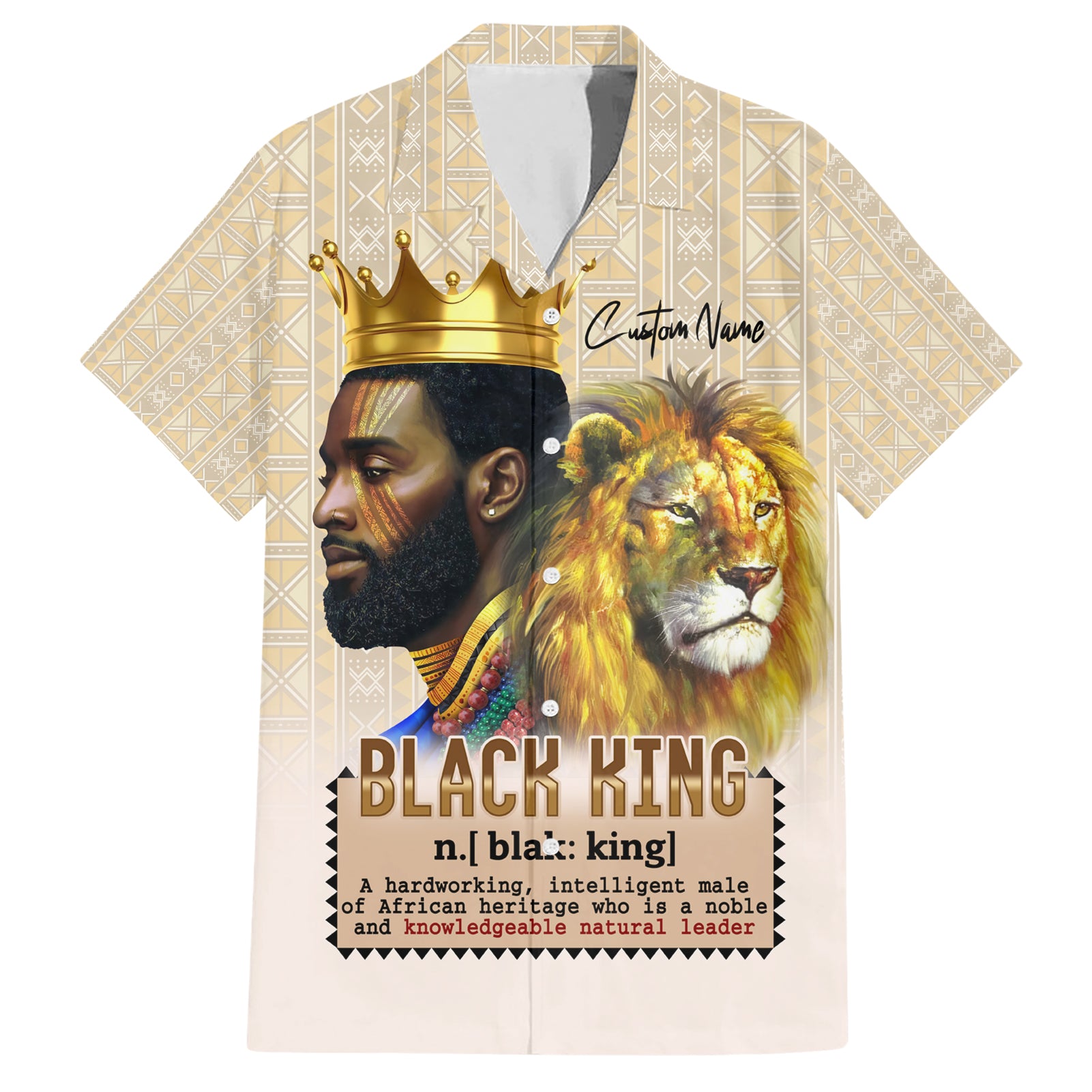 Lion Black King Hawaiian Shirt African Heritage