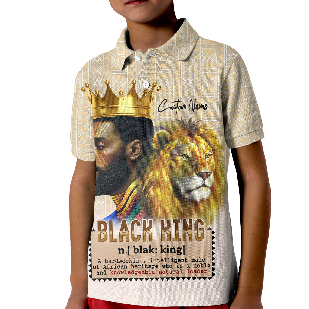 Lion Black King Kid Polo Shirt African Heritage