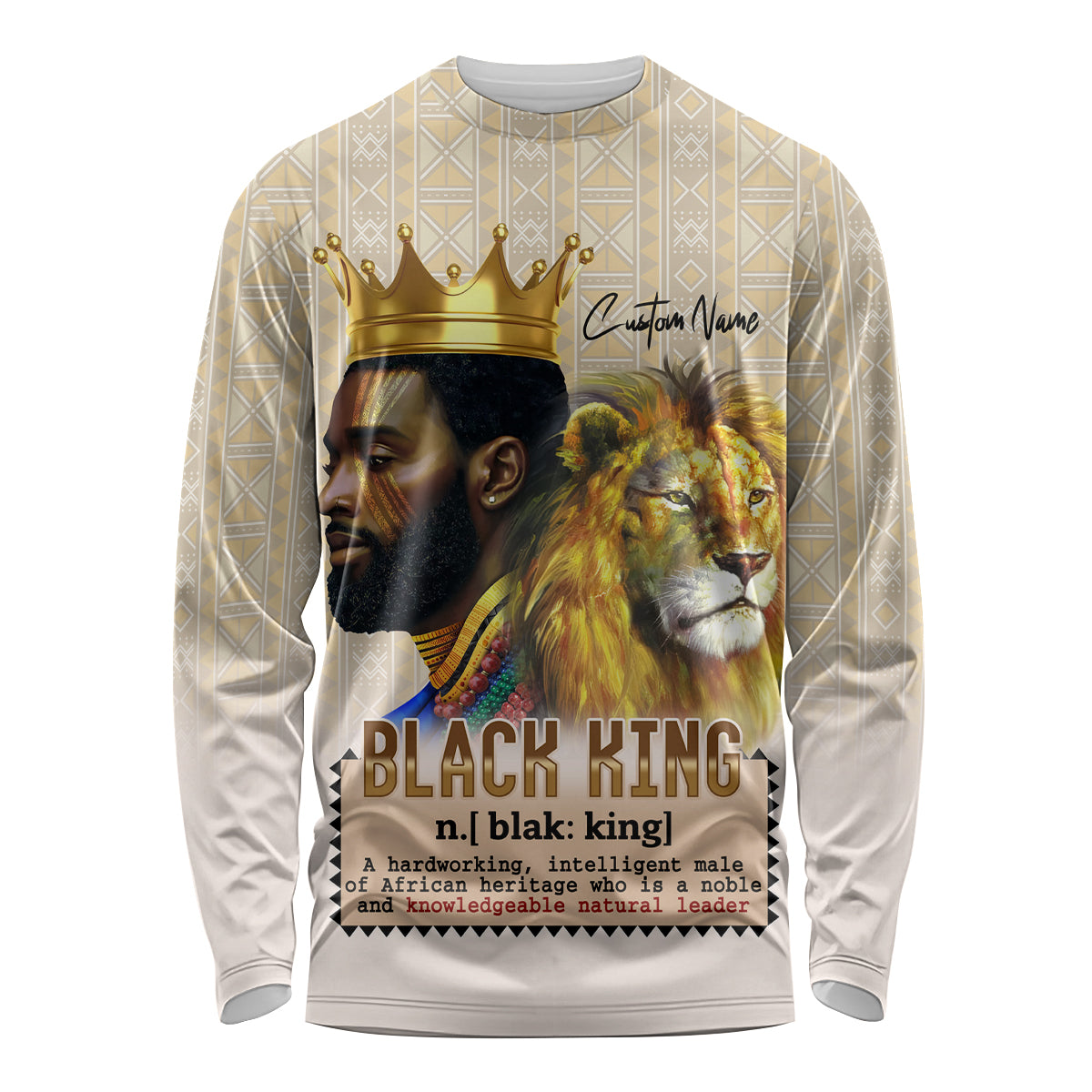 Lion Black King Long Sleeve Shirt African Heritage