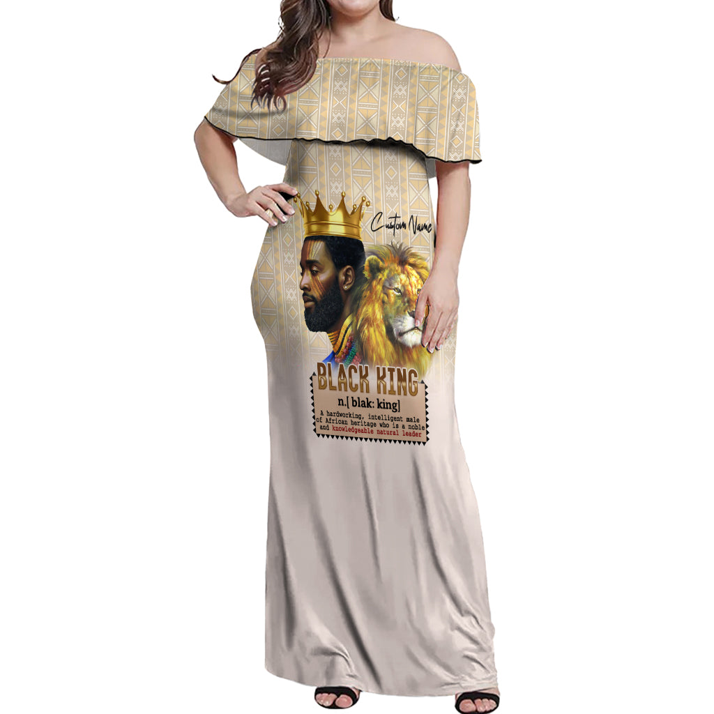 Lion Black King Off Shoulder Maxi Dress African Heritage