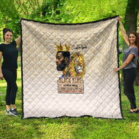 Beige African heritage quilt with quilted diamond texture and “Black King” graphic