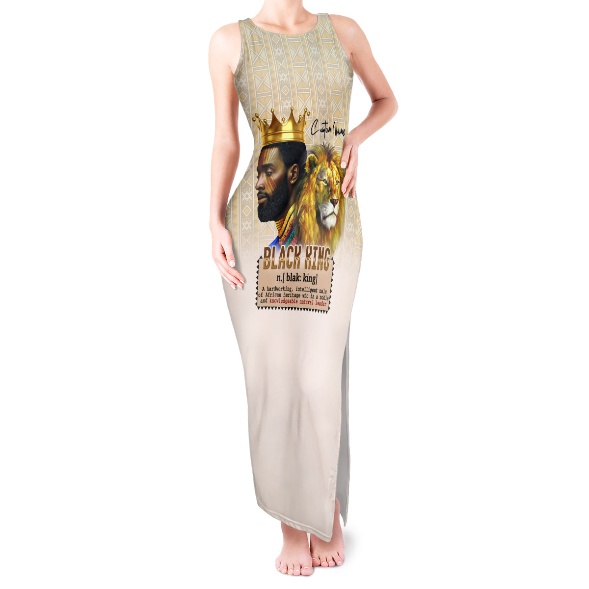 Lion Black King Tank Maxi Dress African Heritage