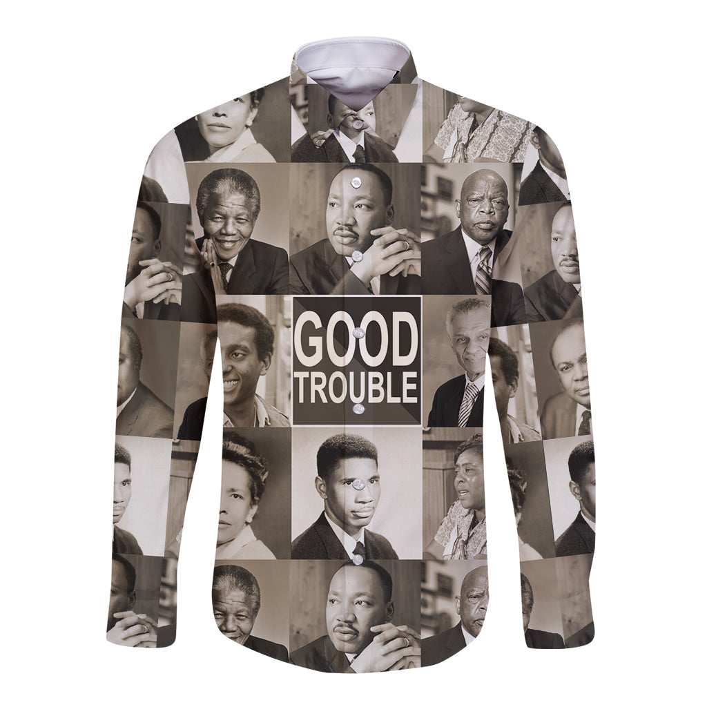 Good Trouble Long Sleeve Button Shirt Civil Rights Leaders - Wonder Print Shop