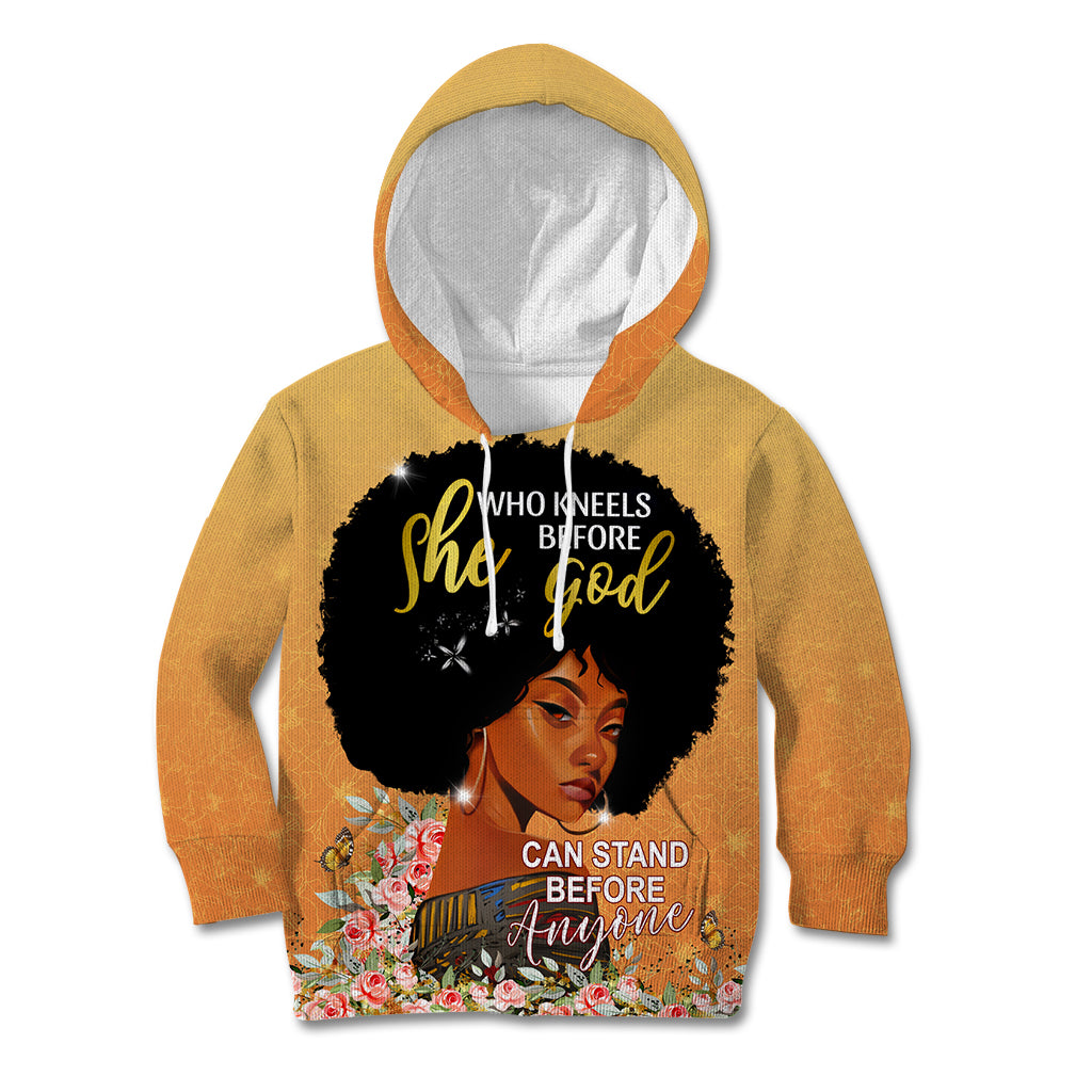 Personalized African Black Women Kid Hoodie She Who Kneels Before God