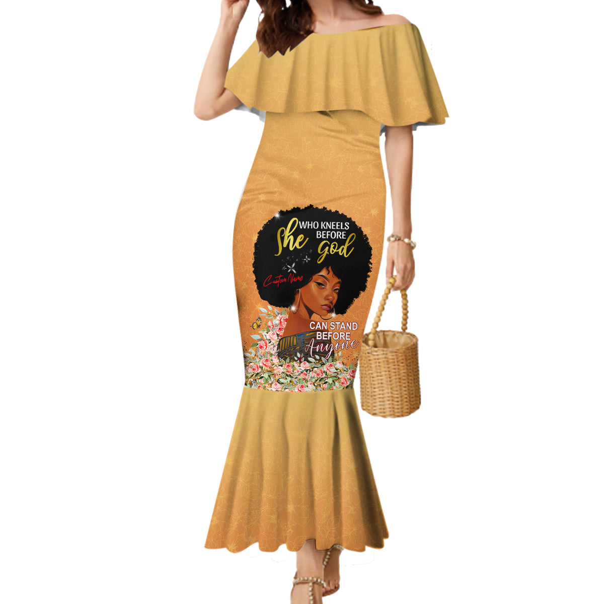 Personalized African Black Women Mermaid Dress She Who Kneels Before God